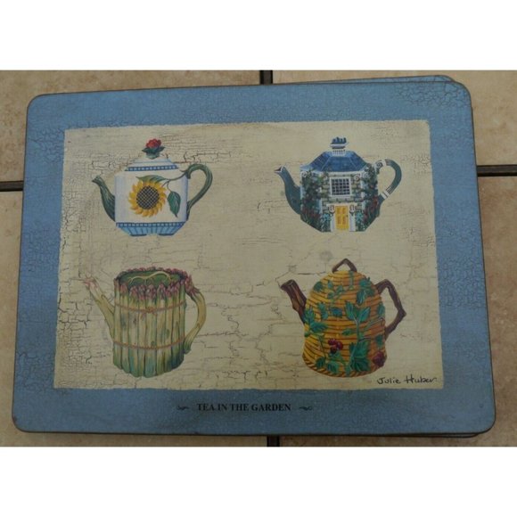 Pimpernel Placemats Tea in the Garden Julie Huber England Teapot Blue Set of 4 - Picture 3 of 10
